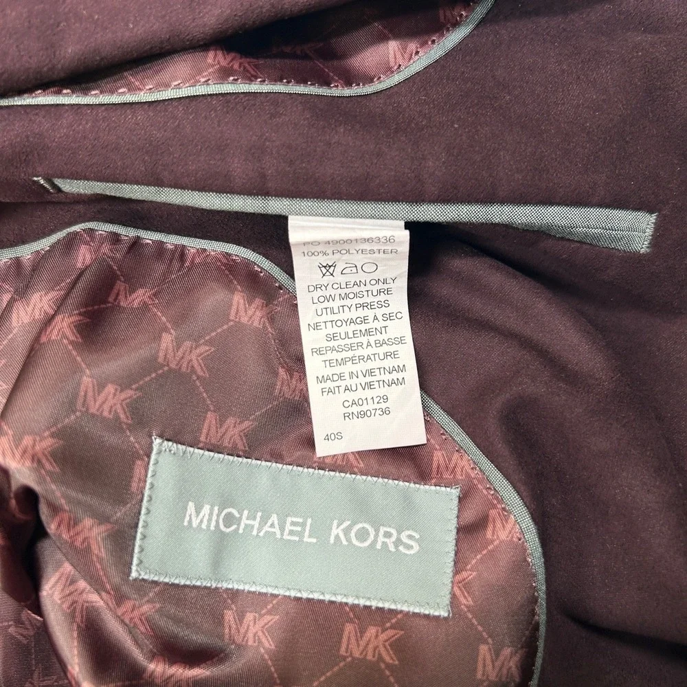 Michael Kors Faux Suede Sport Coat Mens 40S 40 Burgundy Red Classic Fit $295 NEW